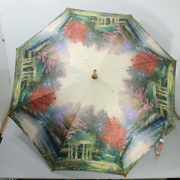 Thomas Kinkade Accessories - Thomas Kinkade Garden of Prayer Automatic Umbrella Painting Landscape Art Print